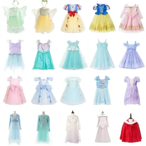 Dream Party Cotton Children’s Disney Elsa Anna Snow White Sofia Belle Rapunzel Princess Dress Halloween Costume Girls