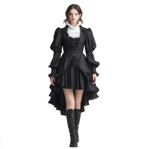 East Costumes Gothic Victorian Vintage Witch Halloween Costume Dress Polyester Material Women’s Adult Size Hat Included