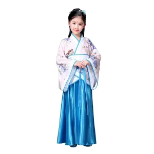 Ecowalson Children’s Girls’ Ancient Costume Tang Suit Polyester Performance Clothing Ancient Princess Guzheng Hanfu