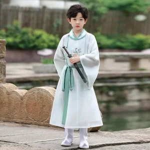 Ecowalson Hanfu Boys Girls Children Chinese Style Tang Suit Antique Suit Princess Dress Summer Chinese Traditional Clothes