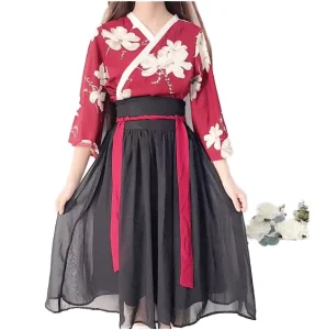 Ecowalson Retro Japanese Style Vintage Haori Kawaii Unisex Floral Kimono Dress Party Yukata Polyester TV & Movie Costume