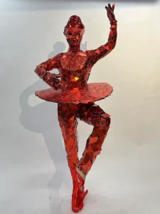 Efun Customized Red Mirror Bodied Ballet Girl Costume Acrylic Performance Stage Show Halloween Party Cosplay Costume