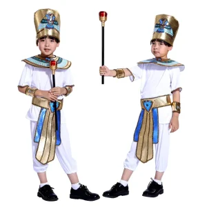 Egyptian King Pharaoh Costume for Kids, Halloween Cosplay Outfit