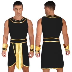 Egyptian Pharaoh Ancient Egypt King Cosplay Anime Role Playing for Halloween Theme Party Includes Dresses Fancy Dress for Easter