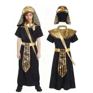 Egyptian Pharaoh Halloween Cosplay Costume for Boys TV & Movie Genre Role Play Dress up Tunic With Hat
