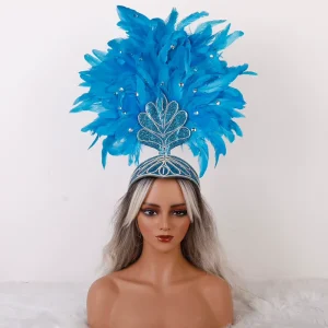 Elegant Fluffy Feather Headpieces with Adjustable Head Circumference for Carnivals Samba Parades and Large Scale Performances