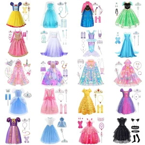 Elsa Anna Snow White Sofia Belle Rapunzel Princess Dress Birthday Party Costume for Girl
