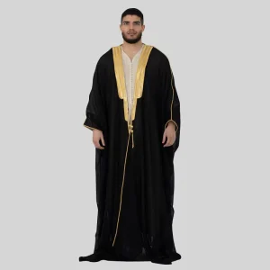 Embroidered Arabic Men’s Bisht Abaya Ethnic Muslim Dress