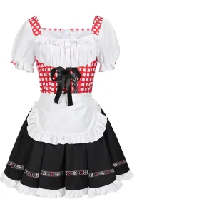 European American Oktoberfest Bavarian Beer Maid Costume Mandarin Collar