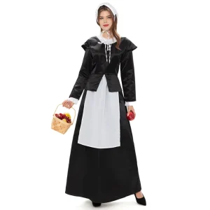 European Manor Maid Costume Vintage Garden Maid Long Dress