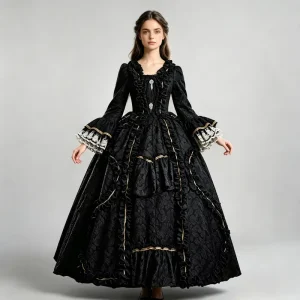 European Medieval Court Style Gothic Dark Lolita Long Skirt French Vintage Royal Noble Princess Cosplay Costume for Women