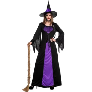 European Style Long Purple Witch Dress for Cosplay and Dance