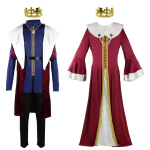 Factory Adult King and Queen Medieval Cosplay Costume with Accessories