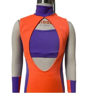 Factory Designed Bright Bold Orange Orchid Bodysuit Two Piece Dance Wear Dress
