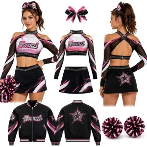 Factory Rhinestone Sublimation Cheer Costume Design Your Own Uniform Pom Pom Cheer Bow Cheerleading Dance Costume Collection