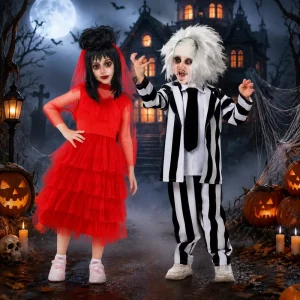 Family Halloween Crazy Ghost Gothic Trickster Costume for Adults and Kids
