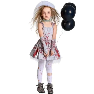 Fancy Scary Grey Zombie Girls Ghost Bride Masquerade Ball Dress Adult Kids Halloween Cosplay Costume TV Movie Cosplay Costume