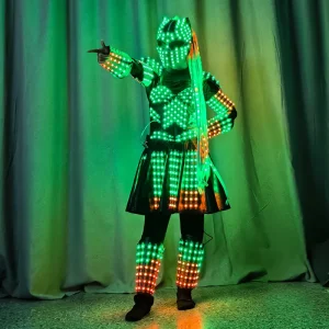 Fashion LED Women’s Costume Luminous Ladies Performance Outfit LED Glowing Robot Halloween Plus Size Nightclub Casual Party