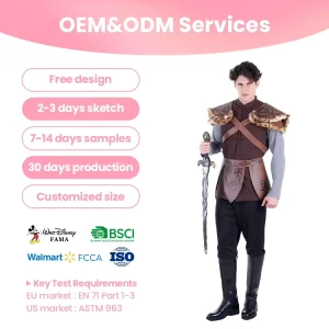 Faux Leather Armor Sword Medieval Warrior Costume Stage Performance Comfortable Breathable Adult Unisex High Quality