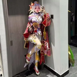 Fire Dance Flower Fight Cosplay Costume Wig Anime Chinese Style for Women