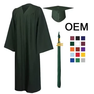 Forest Green Matte University Graduation Gown And Cap OEM For Ceremonies