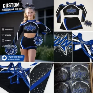 Free Design One Stop Custom Allstar Cheer Uniform Sublimation Print Rhinestone Cheerleader Costume