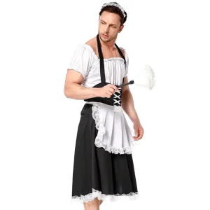 French Black and White Cotton Servant Costume for Female Maids or Male Butler