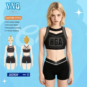Full Cover Rhinestone Cheer Dress Glittery Stage Costume for Performance