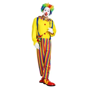 Funny Adult Clown Costume With Classic Circus Style And Comfortable Fabric For Stage And Party