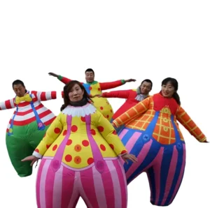Funny Walking Party Joker Suit Fat Circus Clown Adult Inflatable Cosplay Clown Costume
