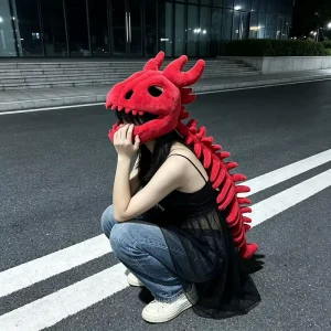 Funny Wearable Dinosaur Skeleton Hoodie With Spine Plush Dinosaur Skeleton Role Play Costume Halloween Party Decoration