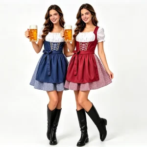 German Beer Festival Munich Bavarian Dirndl Maid Dress Polyester