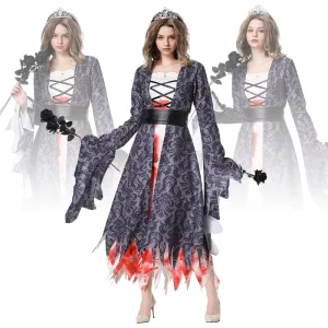 Ghost Bride Costume Women Halloween Dress Polyester Gothic Style Cosplay Performance Party Outfit
