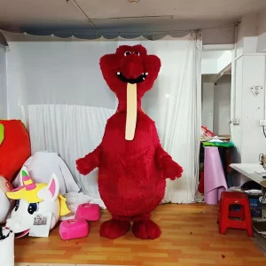 Giant Red Monster Mascot Costume with Walkable Design