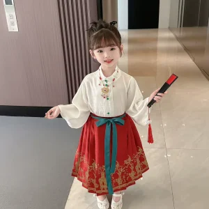 Gilded Horse-Face Skirt Chinese Hanfu Dress for Girls and Women
