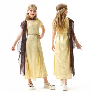 Girls’ Ancient Greek Roman Egyptian Goddess Halloween Performance Costume Dress