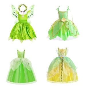 Girls’ Aurora Inspired Fairy Cosplay Costume Children’s Princess Dress for Holiday Parties Christmas Birthday Celebrations