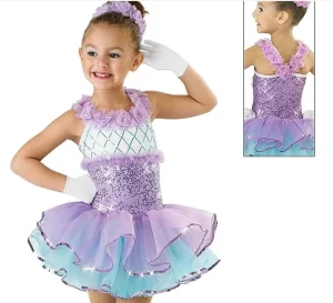 Girls Ballet Dress Kids Sequin Performance Dance Costumes Child Party Dress