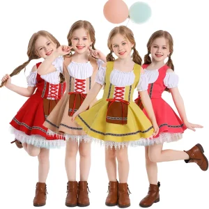 Girls Beer Dress Costume Oktoberfest Dirndl Bavaria Beer Maid Outfit Carnival Party Beer Child Outfit Dress