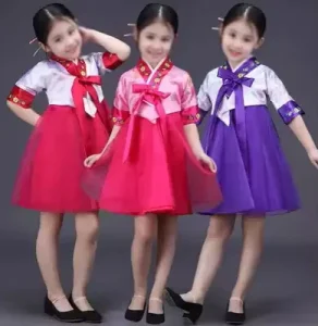 Girls’ Children’s Hanbok Dress Ethnic Dance Minority Performance Outfit Korean Traditional Halloween Costume