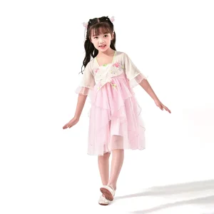 Girls Children’s Princess Hanfu Cosplay Costume Sets Halloween Wedding Christmas Party Performance Dress Polyester Material