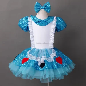 Girls Children’s Romantic Dance Dress Blue Lace Stage Performance Ballet Tutu