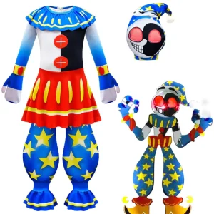 Girls’ Children’s Sun Doll Moon Clown Bodysuit Costume for Anime Cosplay and Stage Performance, Eco-Friendly Material