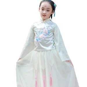 Girls’ Chinese Hanfu Spring and Autumn Confucian Costume Embroidered Princess Performance Costume