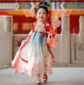 Girls’ Chinese Style Hanfu Ruqun Costume, Spring and Autumn Stage Performance Dress