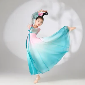 Girls’ Classical Dance Practice Costume Traditional Chinese Gauze Dress