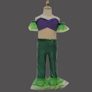 Girls Dance Costumes Children Sequin Fish Show Costumes Adult Sequin Party Stage Ballet Performance Wear Kids Fish Dance Costume