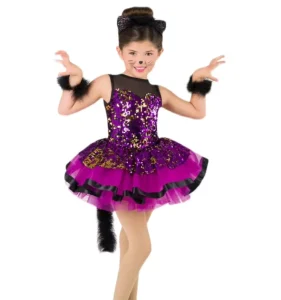 Girls Dance Dress Kids Animal Cat Ballet Sequin Dance Costumes Ballet Dress