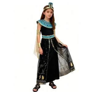 Girls Egyptian Queen Costume Set with Headpiece and Accessories