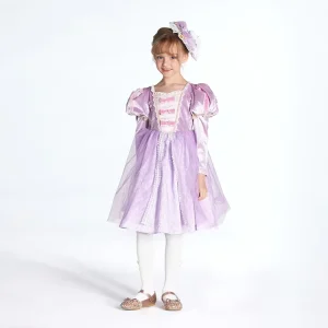 Girls’ Fairy Tale Princess Cosplay Polyester Puff Sleeve Tutu Dress, Custom Size, In Stock